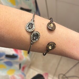 Elegant Silver and Gold Teardrop Bracelets Set / Arm Bands